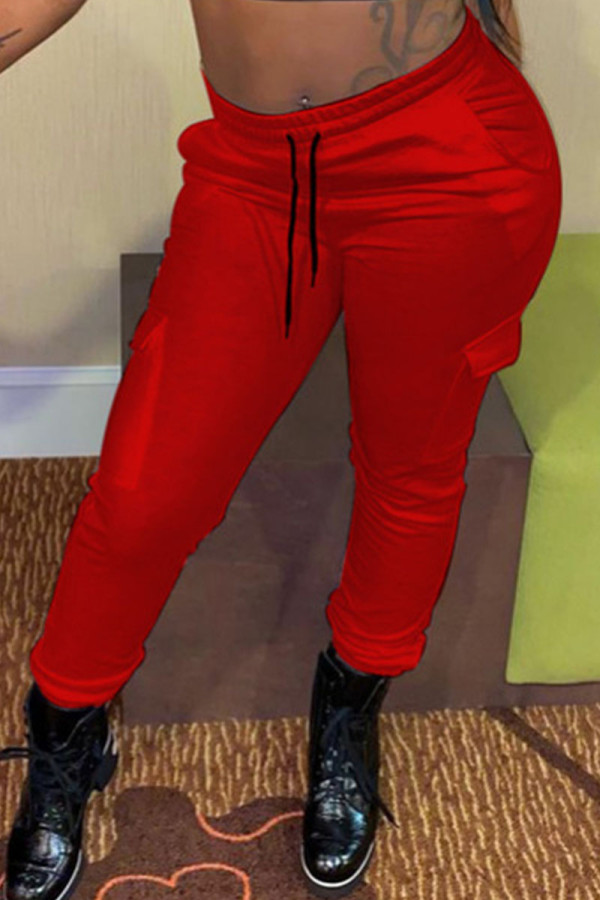Red Sportswear Solid Pocket Harlan Mid Waist Bottoms