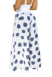Blue White Blue Yellow Polyester Elastic Fly Sleeveless Mid Dot Patchwork Print Loose Pants Bottoms