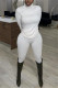 White Casual Solid Basic Turtleneck Long Sleeve Two Pieces