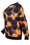 Yellow Fashion Casual Adult Polyester Print Pullovers O Neck Tops