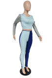 Pink Casual Solid Patchwork O Neck Long Sleeve Two Pieces