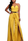 Red Fashion Sexy Solid Split Sleeveless Wrapped Jumpsuits