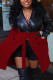 Red Fashion Casual Patchwork Patchwork Turndown Collar Outerwear