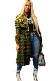 Camouflage O Neck Lips Print Patchwork Camouflage Mesh Leopard Zippered Polyester Patchwork Long Sleeve