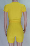 Black Fashion Sexy Patchwork bandage Solid Short Sleeve V Neck Rompers