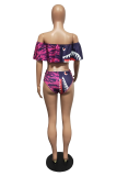 Yellow Sexy Print Split Joint Flounce Swimwears