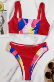 Red Fashion Sexy Patchwork Backless Swimwears