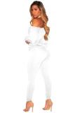 White Polyester Europe and America Fashion adult Solid Two Piece Suits Patchwork backless pencil Long Slee