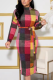 Multicolor Sexy Plaid Patchwork O Neck One-piece Suits Dresses