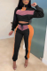 Black Street Patchwork Turtleneck Long Sleeve Two Pieces