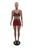 Grey Fashion Sexy Patchwork Hollowed Out See-through Backless Spaghetti Strap Sleeveless Two Pieces