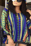Multicolor Sportswear Print Patchwork Frenulum Hooded Collar Dresses