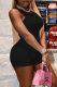 Black Casual Solid Patchwork O Neck Sleeveless Two Pieces