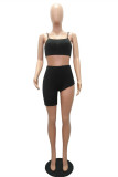 Black Fashion Sexy Suspender Top And Shorts Two-piece Set