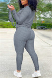 Grey Fashion Casual Print Letter Hooded Collar Long Sleeve Two Pieces（With Mask)