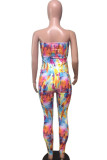Multi-color Fashion adult Ma'am Street Print Two Piece Suits pencil Sleeveless Two Pieces