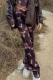 Purple Street Print Patchwork Straight Mid Waist Straight Bottoms