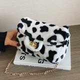 Black Fashion Casual Print Chain Strap Crossbody Bag