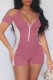 Red Bean Paste Sexy Casual Solid Patchwork Backless Halter Skinny Romper