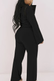 Red Casual Solid O Neck Long Sleeve Two Pieces