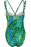 Yellow Sexy Print Patchwork Chains Swimwears Two Pieces