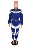 Wine Red Casual Sportswear Patchwork Basic Zipper Collar Long Sleeve Two Pieces