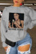 Grey Fashion Casual Print Basic O Neck Tops