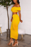 Yellow Sexy Fashion Skirt Two-piece Set