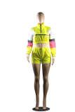 Pink Work Street Solid Patchwork Turndown Collar Long Sleeve Two Pieces