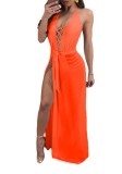 Orange Brief Cute Asymmetrical Loose Long Club Dresses