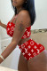 Red Fashion Sexy Print Backless Swimwears