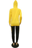 Rose Red Sportswear Letter Printing Hooded Collar Long Sleeve Two Pieces