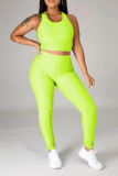 Red Sportswear Solid Patchwork O Neck Sleeveless Two Pieces