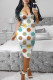 White Fashion Sexy Print Basic U Neck Vest Dress