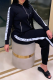 Black Casual Print Letter Hooded Collar Long Sleeve Two Pieces