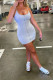 Grey Sexy Grey Spaghetti Strap Sleeveless Slip Step Skirt Mini Solid chain Dresses