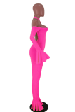 Orange Sexy Fashion stringy selvedge Backless bandage Solid Draped Long Sleeve Hanging neck 