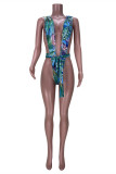 Red Fashion Sexy Print Backless Swimwears