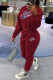 Red Casual Letter Print Patchwork O Neck Long Sleeve Two Pieces