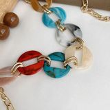 Multicolor Fashion Patchwork Chain Strap Messenger Bag
