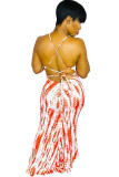 Orange Milk. Fashion Ma'am adult Sexy Off The Shoulder Sleeveless Halter Neck Swagger Floor-Length Tie and