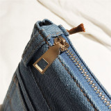 Deep Blue Fashion Casual Splicing Zipper Design Crossbody Bag