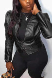 Brown Sexy Solid O Neck Outerwear