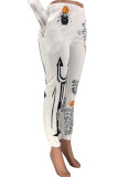 White Fashion Casual Adult Print Loose Bottoms