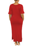 Red Milk. Fashion OL White Red Black Grey Blue Green Yellow Fluorescent green Light Blue Wine Red rose red purple Cap Sleeve Half Sleeves O neck A-Line Ankle-Length Solid Dresses
