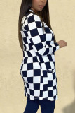 White Casual Plaid Patchwork O Neck Outerwear
