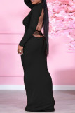 Red Sexy Solid Hollowed Out Backless Half A Turtleneck Wrapped Skirt Dresses