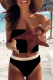 Black Sexy Solid Color Block Patchwork Swimwears