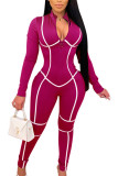 Red Sexy Milk Fiber Solid Split Joint O Neck Skinny Jumpsuits
