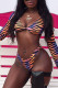 Purple Fashion Sexy Print Basic Swimwears